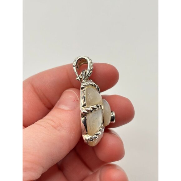 Judith Ripka Sterling Silver Mother Of Pearl Shell Pendant Vintage Design - Picture 5 of 8